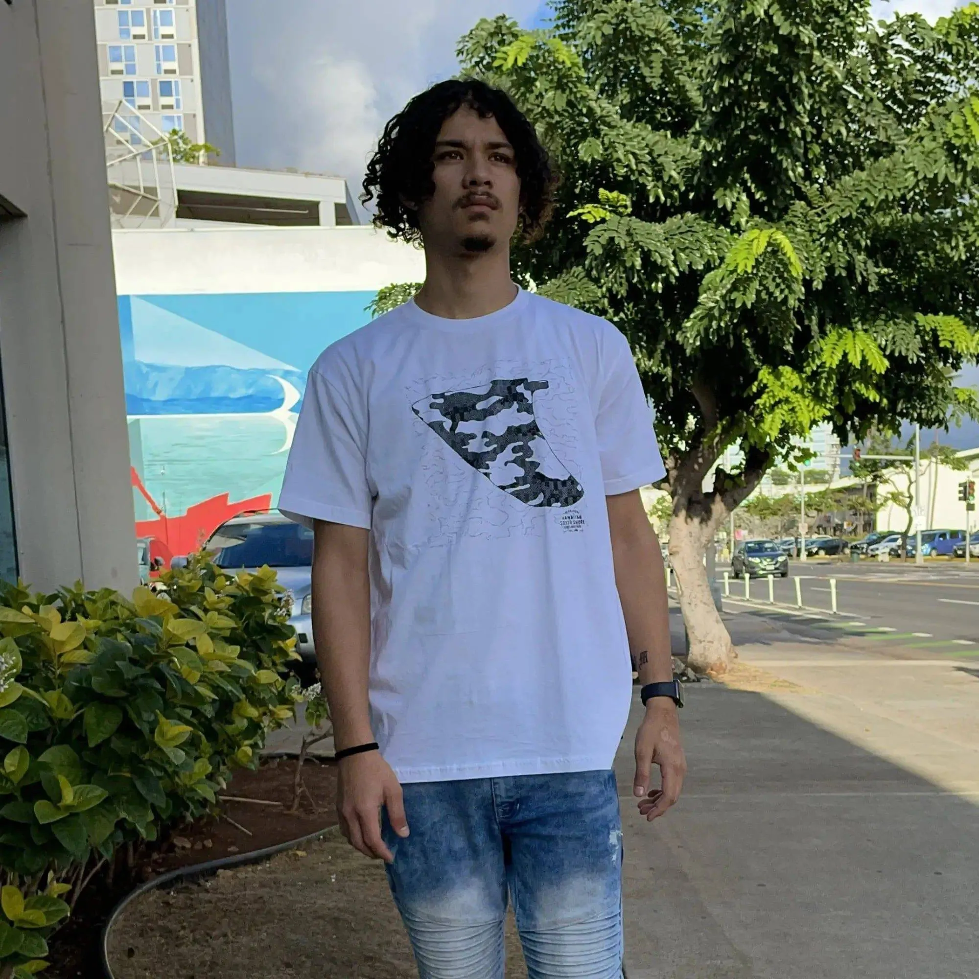 HawaiianSouthShore CAMO FIN Made in Hawaii S-2XL White