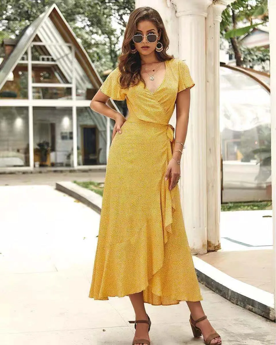 Summer Rayon Printed Dress Women'S Clothing